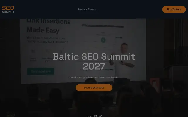 Page d'accueil du site de Baltic SEO Summit