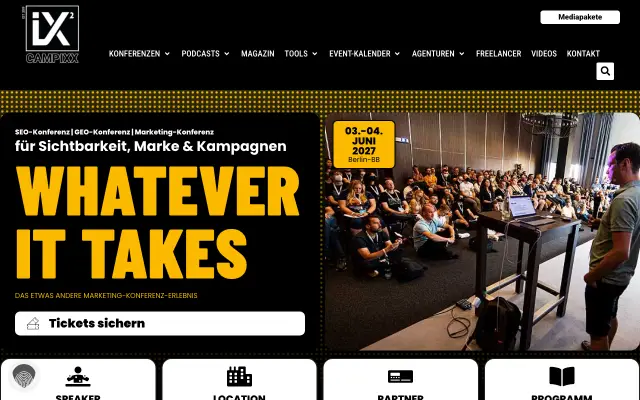 Page d'accueil du site de CAMPIXX