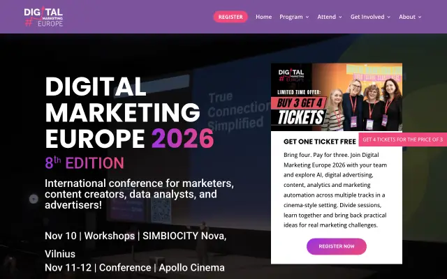 Page d'accueil du site de Digital Marketing Europe