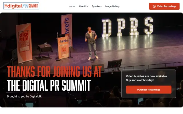 Page d'accueil du site de Digital PR Summit
