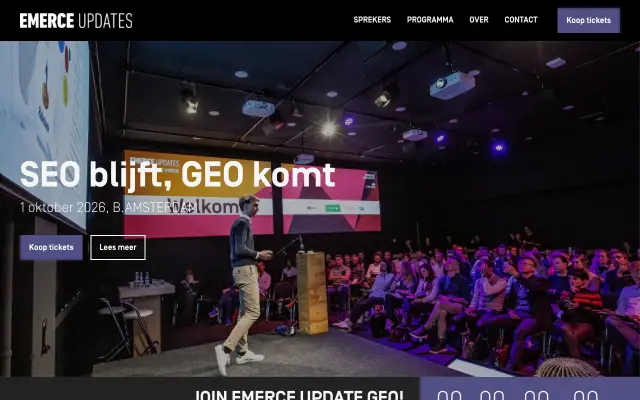 Emerce Update GEO website homepage