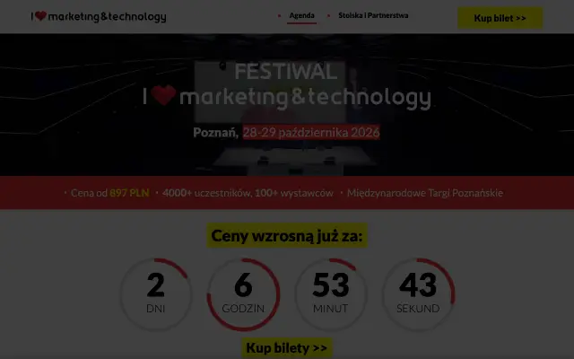 Page d'accueil du site de Festiwal I ❤ Marketing & Technology
