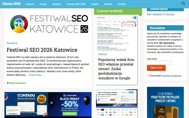 Page d'accueil du site de Festiwal SEO