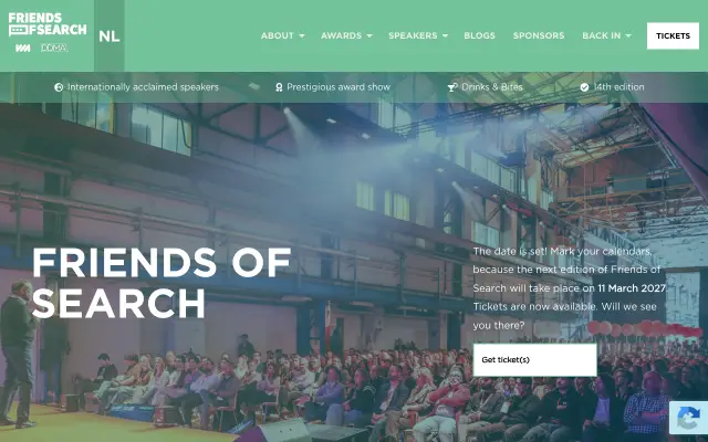 Page d'accueil du site de Friends of Search