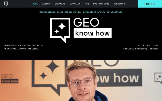 Page d'accueil du site de GEO KNOW HOW