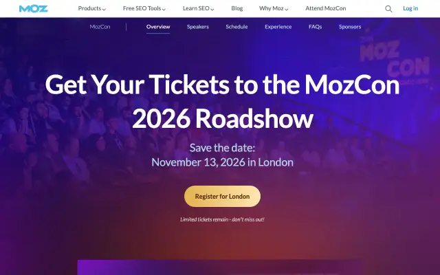 Page d'accueil du site de MozCon London