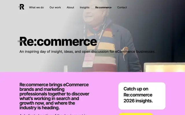 Page d'accueil du site de Re:commerce