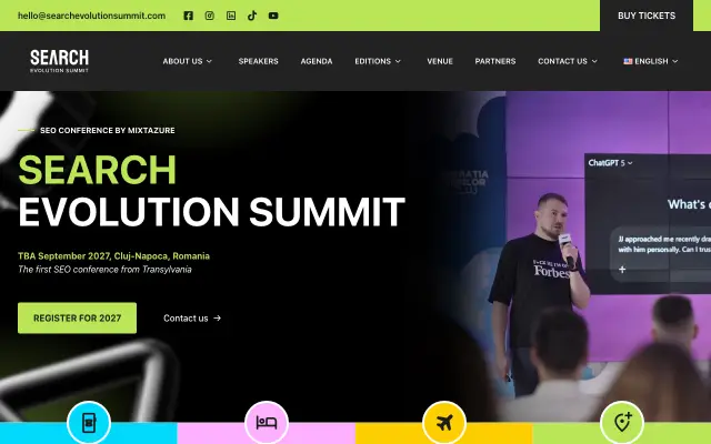 Page d'accueil du site de Search Evolution Summit