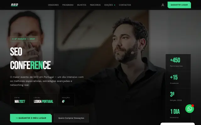Page d'accueil du site de SEO Conference