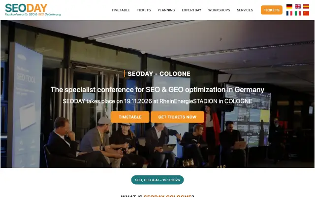 Page d'accueil du site de SEO-DAY
