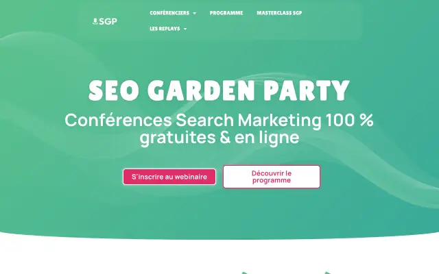 Page d'accueil du site de SEO Garden Party