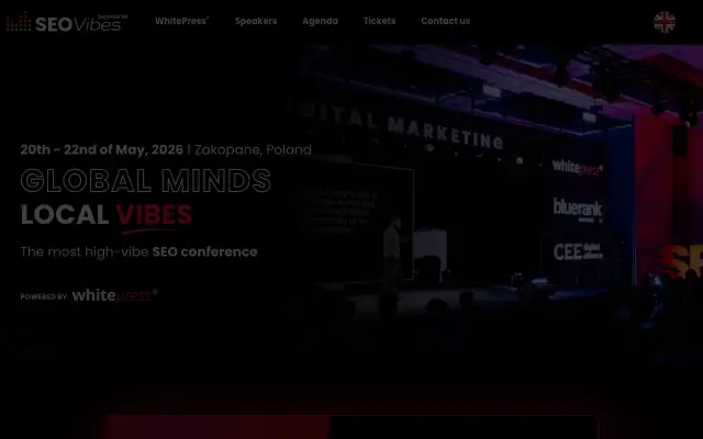Page d'accueil du site de SEO Vibes Summit