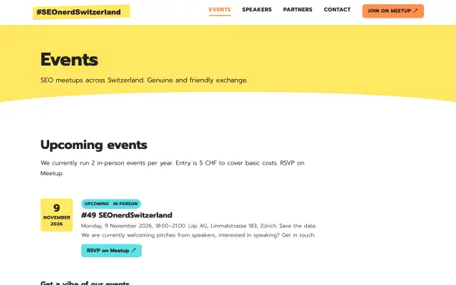 Page d'accueil du site de SEOnerdSwitzerland