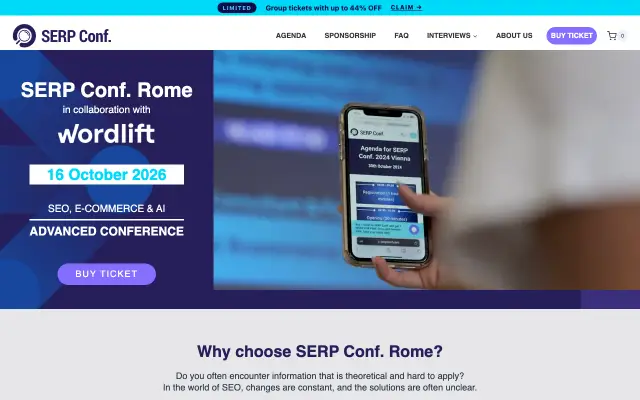 Page d'accueil du site de SERP Conf. Rome