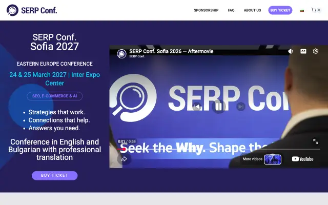 Page d'accueil du site de SERP Conf. Sofia