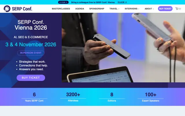 Page d'accueil du site de SERP Conf. Vienna