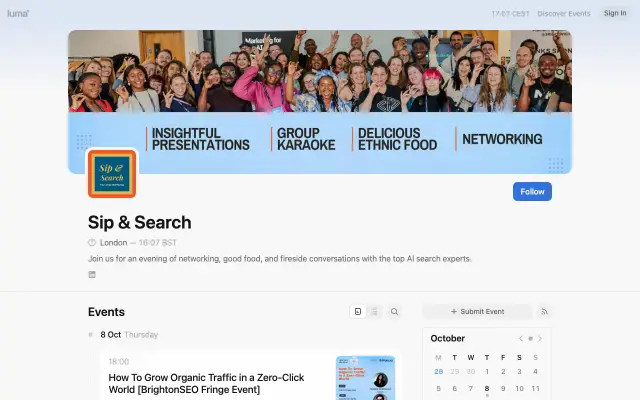 Page d'accueil du site de Sip & Search