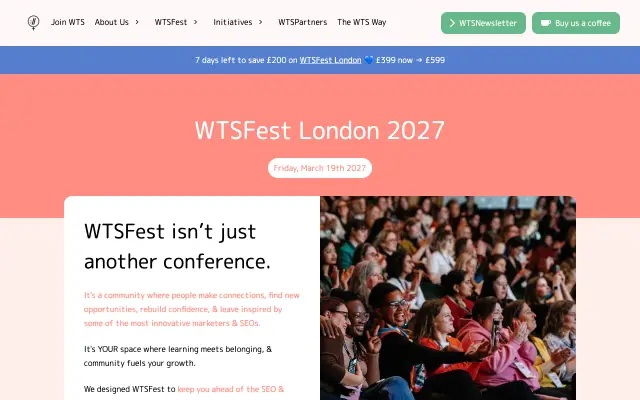 Page d'accueil du site de WTSFest London