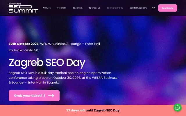Page d'accueil du site de Zagreb SEO Day