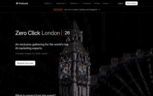 Page d'accueil du site de Zero Click London